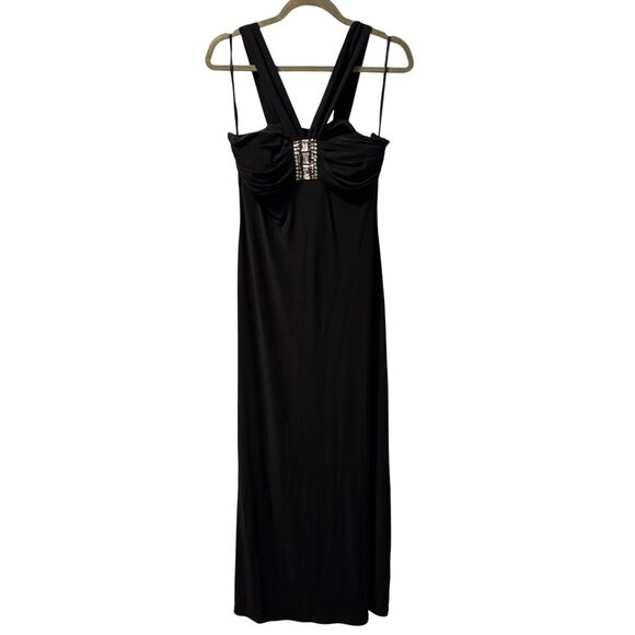 B. Smart Black Evening Gown Size 12 With Rhinestone Embellishment Dress. - Picture 1 of 12